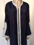 Moroccan Elegant Velvet Kaftan Black and Silver Caftan