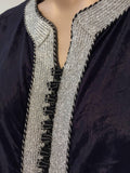 Moroccan Elegant Velvet Kaftan Black and Silver Caftan