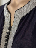 Moroccan Elegant Velvet Kaftan Black and Silver Caftan