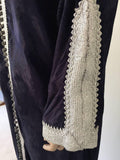 Moroccan Elegant Velvet Kaftan Black and Silver Caftan