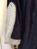 Moroccan Elegant Velvet Kaftan Black and Silver Caftan