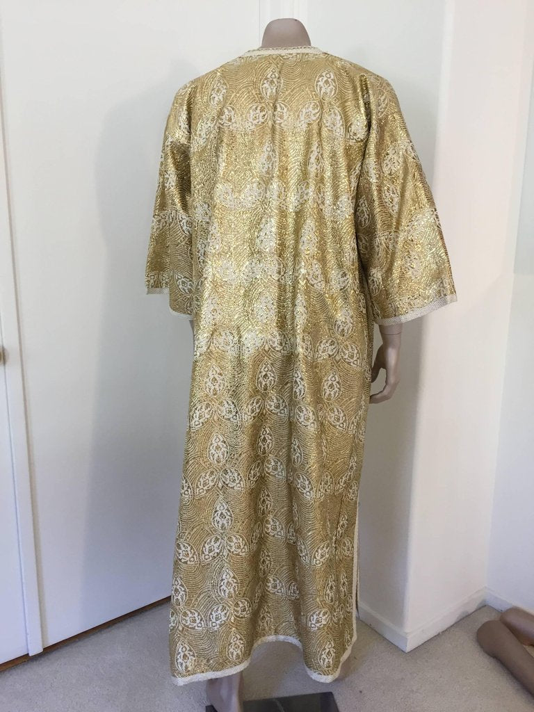 Moroccan Caftan in Silver and Gold Brocade Vintage Gentleman Kaftan Circa1960