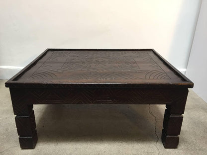 Moroccan Berber Table with Carved Tribal African Designs