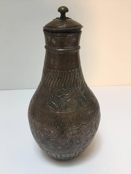 Antique Moorish Tinned Copper Ewer, Hand-Hammered, Oman, 19th Century