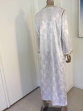 Moroccan Caftan Gown White Embroidered with Gold Trim, circa 1970