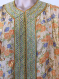 Moroccan Brocade Floral Kaftan Gown Maxi Dress