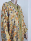 Moroccan Brocade Floral Kaftan Gown Maxi Dress