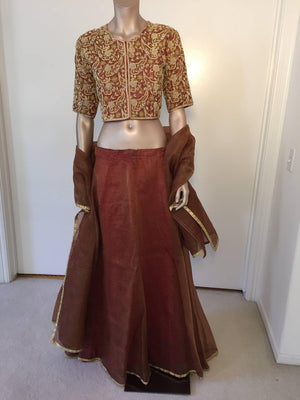 Bollywood Star Silk Sari Custom Designer Beaded Embroidered Gown