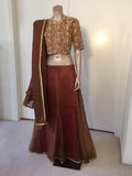 Bollywood Star Silk Sari Custom Designer Beaded Embroidered Gown