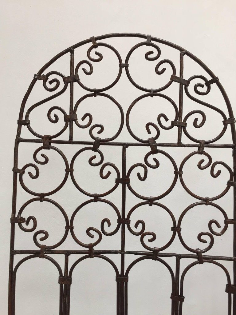 Hand-Forged Wrought Iron Folding Moorish Screen with Three Panels