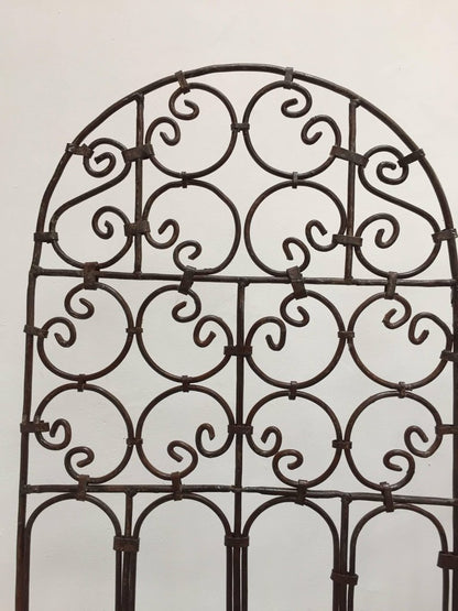Hand-Forged Wrought Iron Folding Moorish Screen with Three Panels