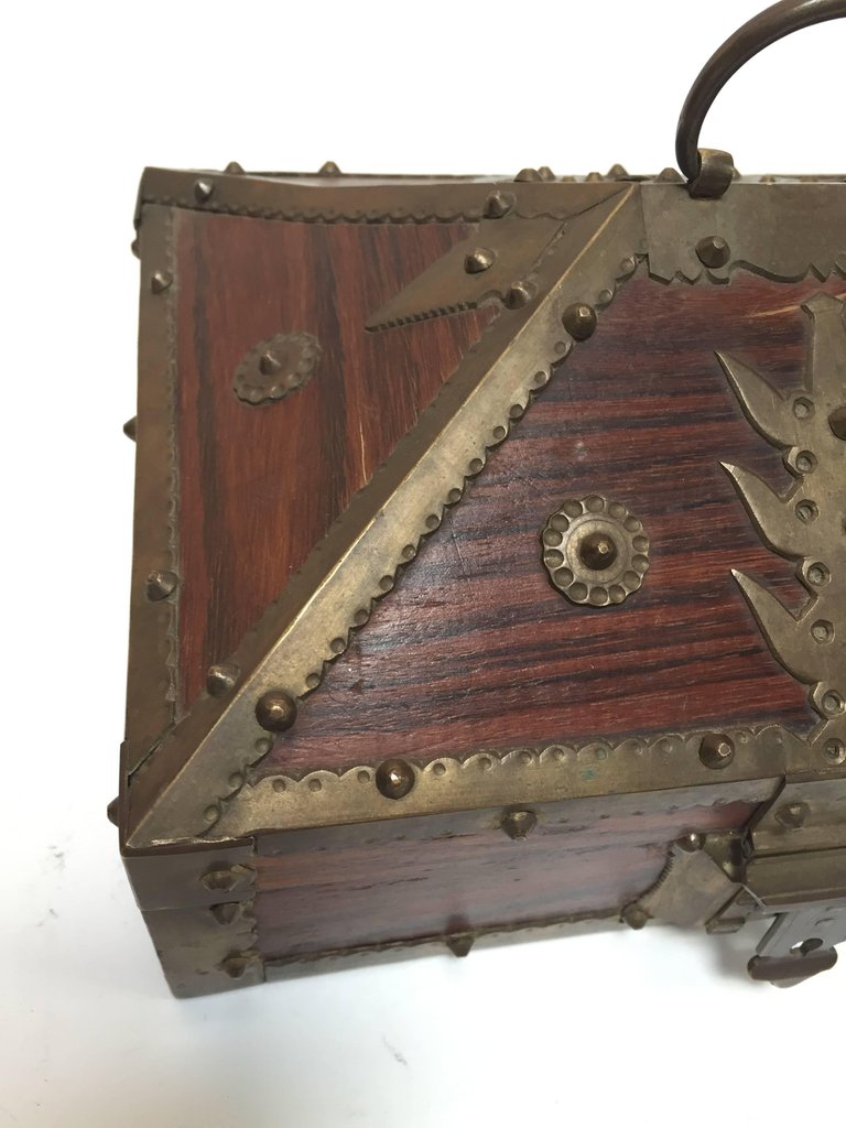 Ethnic Indian Decorative Jewelry Box with Brass, Kerala Nettur Petti