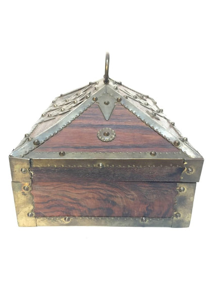 Ethnic Indian Decorative Jewelry Box with Brass, Kerala Nettur Petti