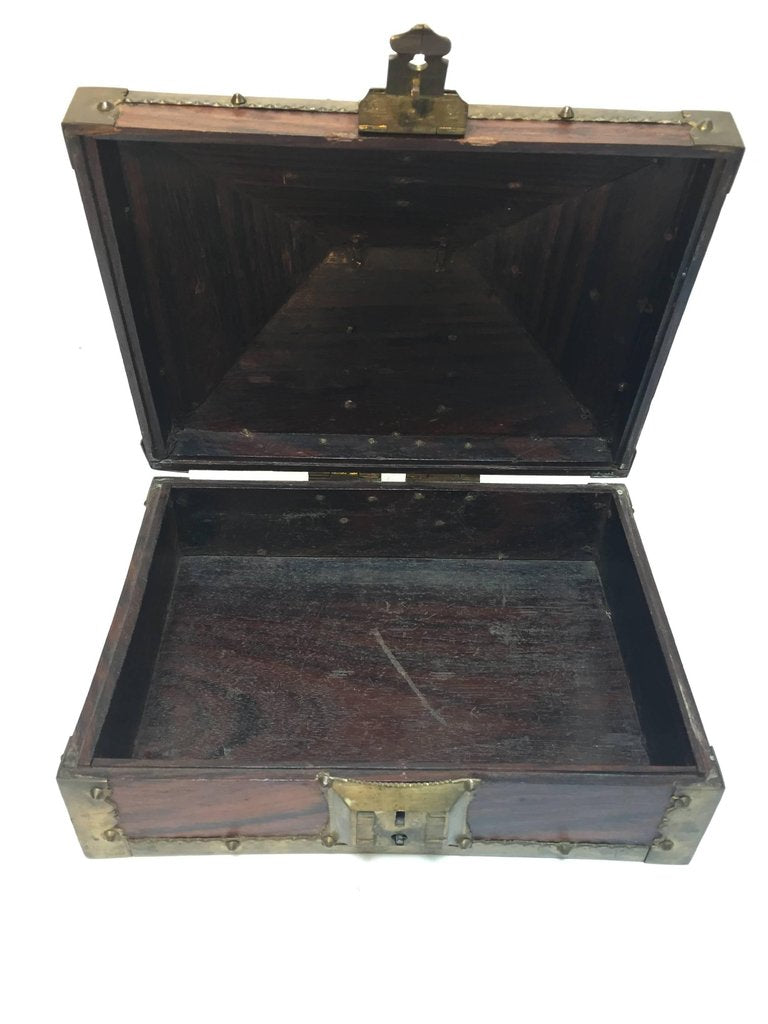 Ethnic Indian Decorative Jewelry Box with Brass, Kerala Nettur Petti