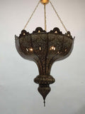 Vintage Large Brass Moroccan Chandelier in Moorish Style