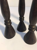 Set of Four Tall Hand-Carved Wood Candlesticks