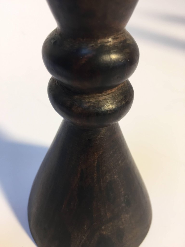 Set of Four Hand-Carved Ebonized Wood Candlesticks, Anglo-Indian, 1950