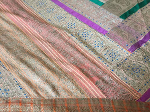 Silk Sari Textile Quilt Patchwork, India