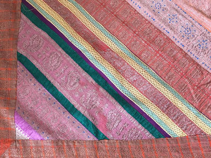 Silk Sari Textile Quilt Patchwork, India