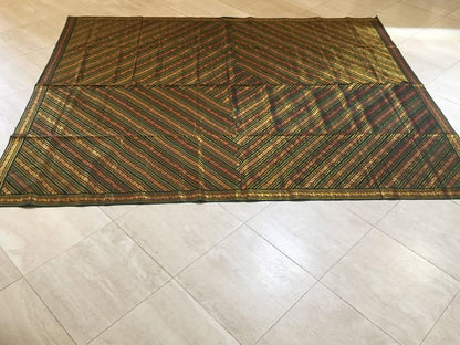 Green Patchwork Bed Cover with Peacocks and Elephants, 20th Century