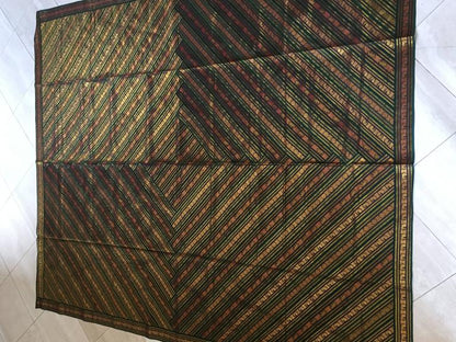 Green Patchwork Bed Cover with Peacocks and Elephants, 20th Century