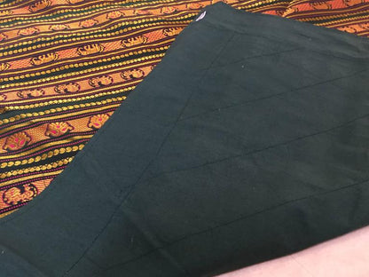 Green Patchwork Bed Cover with Peacocks and Elephants, 20th Century