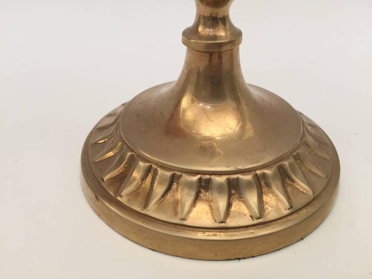 19th Century Antique Victorian Candlesticks in Patinated Brass