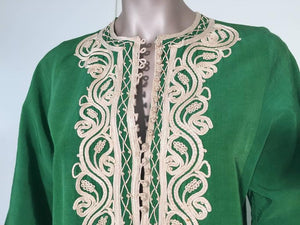 Moroccan Caftan Emerald Green Silk Kaftan Size S to M