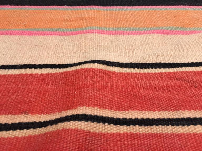 Vintage Moroccan Berber Striped Wool Kilim Rug, 5'4" x 11'6"