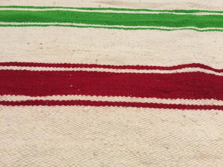 1960s Moroccan Berber Kilim Rug, Multicolor Stripes, 5'11" × 13'5"