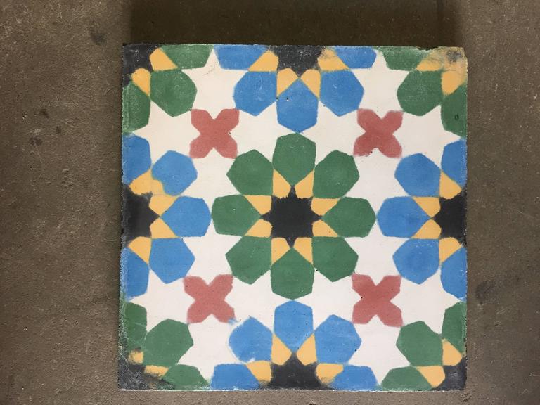 Moroccan Handmade Cement Tile with Traditional Fez Design