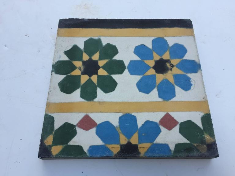 Moroccan Encaustic Cement Tile Border with Fez Design