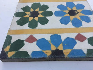 Moroccan Encaustic Cement Tile Border with Fez Design
