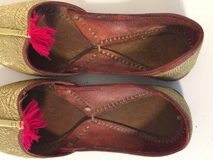 Handcrafted Leather Turkish Gold Embroidered Shoes