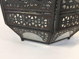 Moroccan Moorish Metal and Clear Glass Candle Lantern