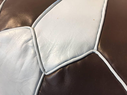 Moroccan Round Leather Pouf Hand-Tooled in Marrakesh
