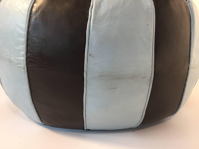 Moroccan Round Leather Pouf Hand-Tooled in Marrakesh