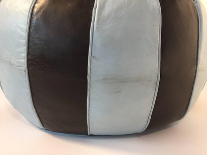 Moroccan Round Leather Pouf Hand-Tooled in Marrakesh