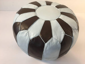 Moroccan Round Leather Pouf Hand-Tooled in Marrakesh