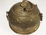 Decorative Large Round Anglo-Indian Brass Box Tea Caddy