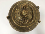 Decorative Large Round Anglo-Indian Brass Box Tea Caddy