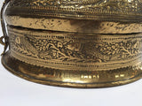 Decorative Large Round Anglo-Indian Brass Box Tea Caddy