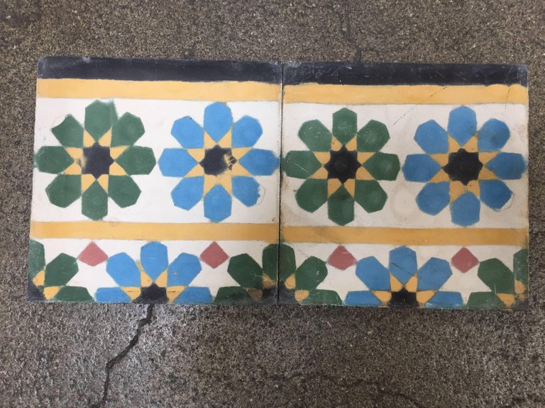 Moroccan Encaustic Cement Tile Border with Fez Design