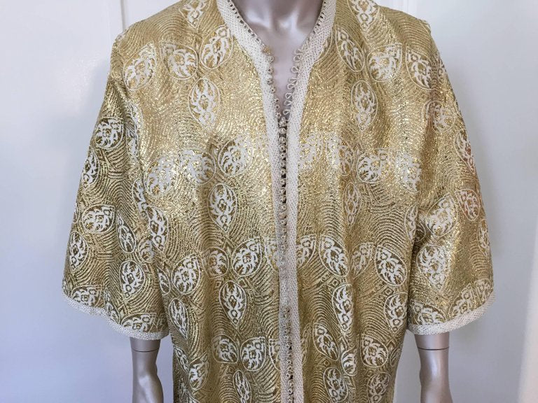 Moroccan Caftan in Silver and Gold Brocade Vintage Gentleman Kaftan Circa1960