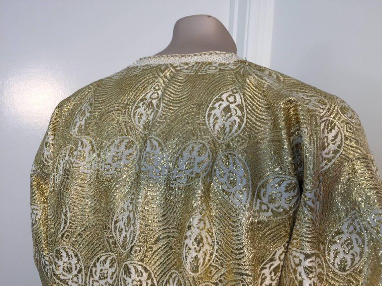 Moroccan Caftan in Silver and Gold Brocade Vintage Gentleman Kaftan Circa1960