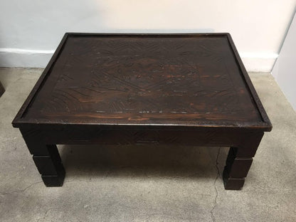 Moroccan Berber Table with Carved Tribal African Designs