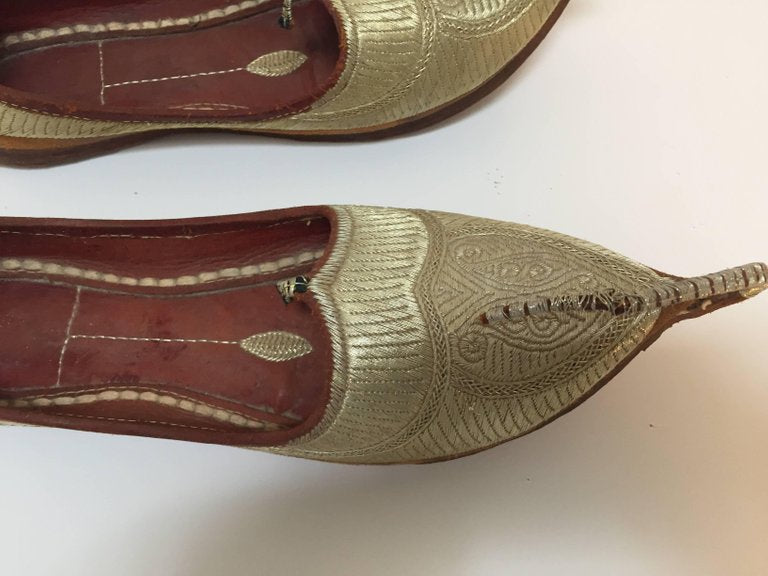 Turkish Leather Shoes with Gold Embroidered