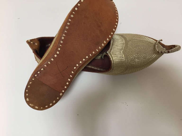 Turkish Leather Shoes with Gold Embroidered