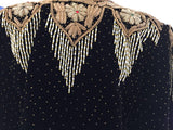 Vintage Embroidered Velvet Evening Two Pieces Gown Vest Skirt and Shawl