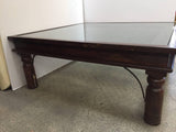 Anglo Indian Wooden Coffee Table with Iron and Glass